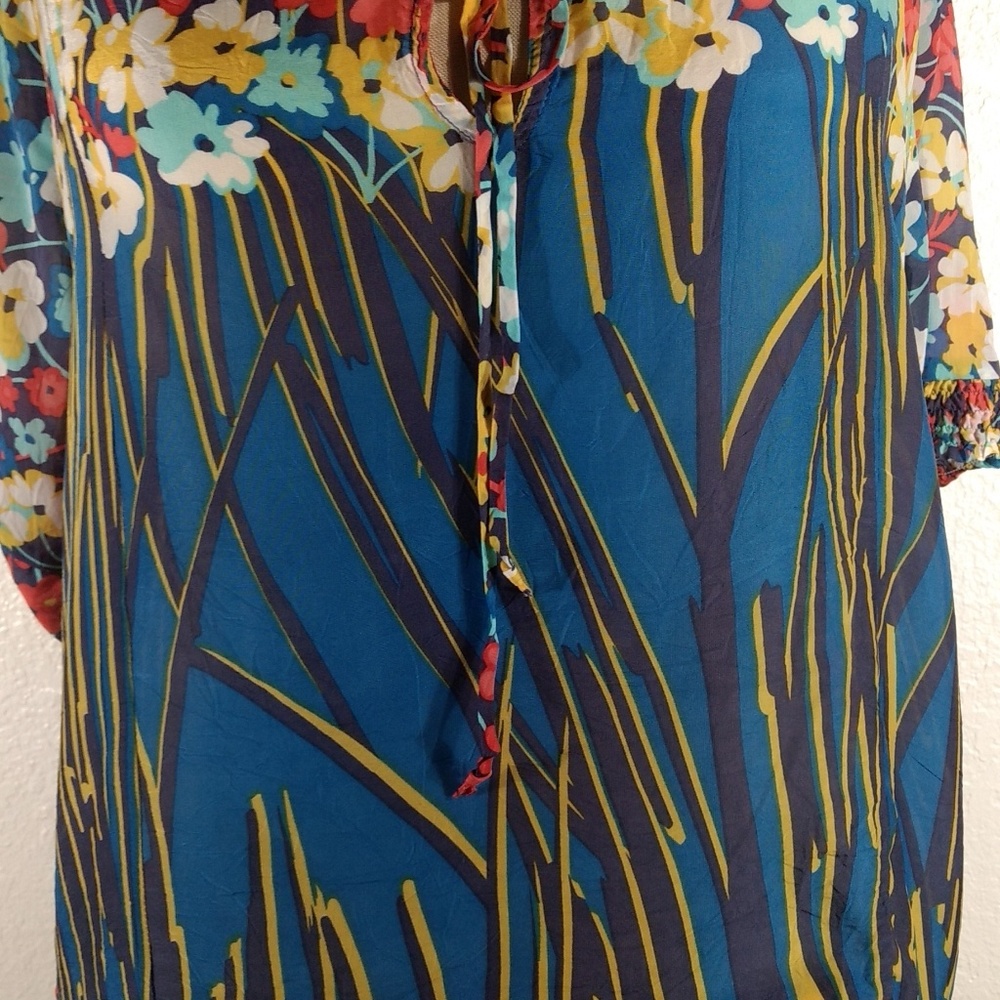 Johnny Was Muna Japanese Rayon Peasant Blouse M NWT - Picture 5 of 6